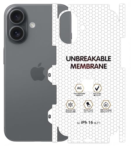 Image of MACLEN Matte Finish Full Body Cover Back Protector Compatible with iPhone 16 | Unbreakable Membrane Scratch Guard Full Fit Protective, Case Friendly, (Back & Side) (Pack of 1)