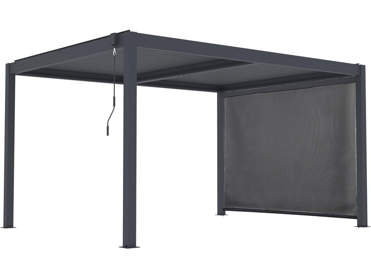 Pergola bioclimatique avec LED et Store en Aluminium Windsor Premium - 3 x 4 m - Gris