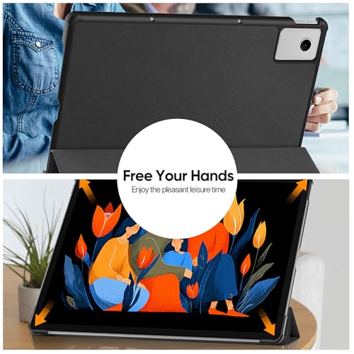 Case for Lenovo Idea Tab Plus 12.1‘’,Protective Case with [1 Pack] Tempered Glass Screen Protector, [PU Leather] [Protective Ultra Thin][Stand Function] [Anti Scratch]-Black by Fhyeugfy - Image 7