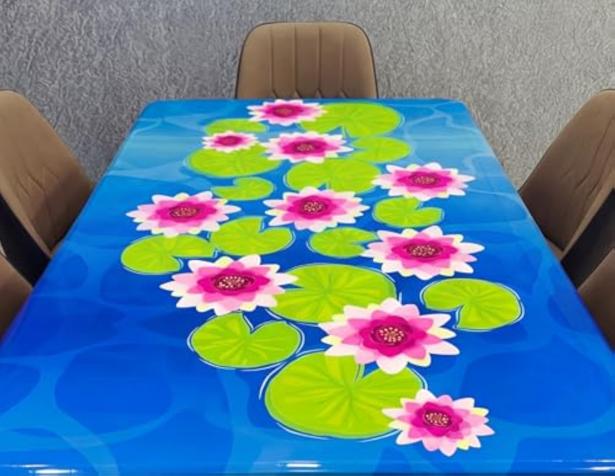 Lotus Pond Design Square Dining Table Cover