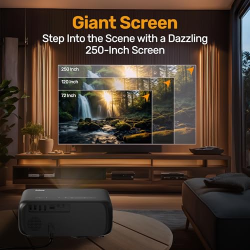 Image of OTEK Galaxy FHD Smart Projector, Inbuilt Netflix & Prime, 1080P Native, 4K Support, Android 13, 10000 Lumens, Auto Focus & Keystone, WiFi 6 & Bluetooth, 250 inch Display, Portable Home Cinema, Black