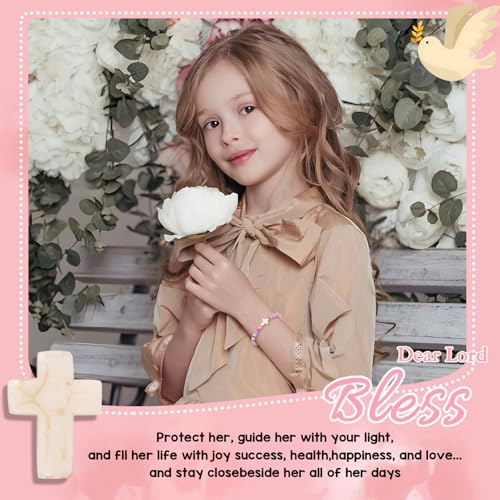 Religious Christian Gifts for Women Girls Dear Lord Bless The Little Girl Cross Bracelet Christmas Catholic Communion Baptism Back to School Gifts4