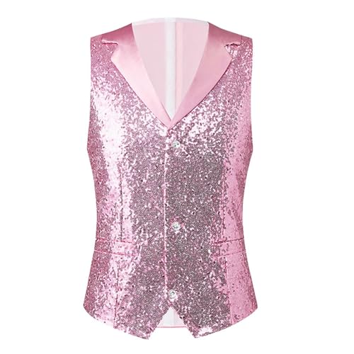 Men's Suit Vests Wedding Party Prom Reflective Sparkly Sequins Vests Herringbone Halloween Cosplay Steampunk Clothes