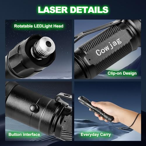 High Power Green Laser Pointer, Tactical Long Range Laser, Rechargeable Laser Single-Press On/Off, Adjustable Focus Laser with Carrying Case