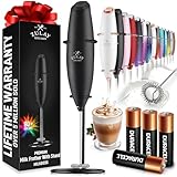 Zulay Kitchen Powerful Milk Frother Wand With 4 AA Duracell Batteries - Ultra Fast Handheld Drink Mixer - Electric Whisk Foam Maker for Coffee, Lattes, Cappuccino, Matcha & Creamer