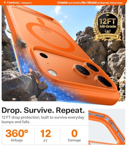 Coque iPhone 17 Pro incassable orange brasier avec support caméra