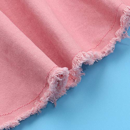 Icectr Toddler Baby Girls Kid Flared Denim Pants Ruffled Wide Legs Ripped Jeans High Waist Bell Bottoms Casual Outfit (Pink, 2-3T) #TOP5