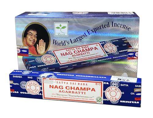 Incienso nag Champa (Nag Champa Paquete Grande Azul, 12 Paquetes de 15 g)