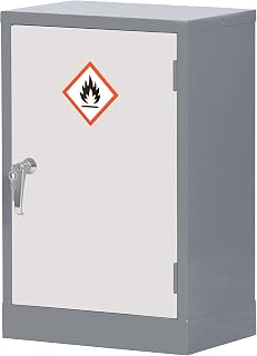 The Workplace Depot Hazardous Cabinet, Dangerous Substance COSHH Storage Unit (Grey, 710(H) x 460(W) x 310(D) mm)