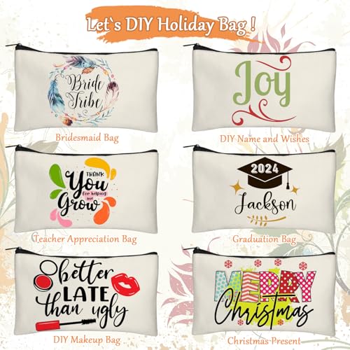 Image of Legigo Blank Canvas Makeup Bag- Bulk Cosmetic Bags with Zipper, Multipurpose Canvas Zipper Pencil Case Pouch, Travel Toiletry Pouch, DIY Craft Gift Bags for Women Girls, 24pack Beige