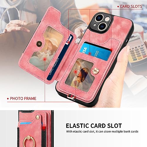 Coque iPhone 15 rose avec anneau de support et technologie RFID - 3