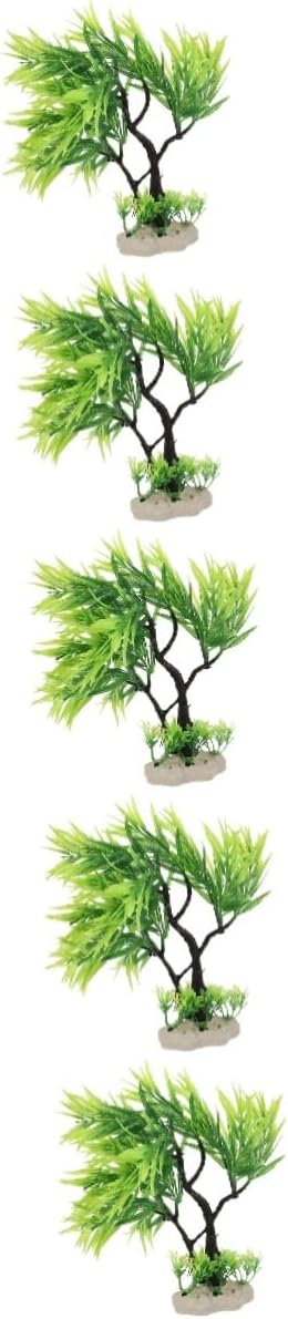 POPETPOP 5pcs Fish Tank Plastic Tree Decoration Lifelike Aquarium Ornament Green Leaves for Aquatic Landscapes for Small Fish Tanks and Aquatic Plants