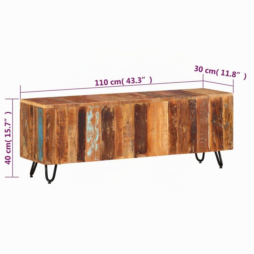 vidaXL Mobile Porta TV 110x30x40 cm in Legno Massello Riciclato