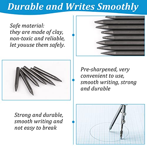 Zirkelersatzminen 100 Stück, 2B Zirkelminen mit Radiergummim, 2 mm Durchmesser Zirkel Ersatzminen 2cm Lang Minen für Zirkelspitzer Mathematische Zeichnungserstellung Holzbearbeitungsmarker