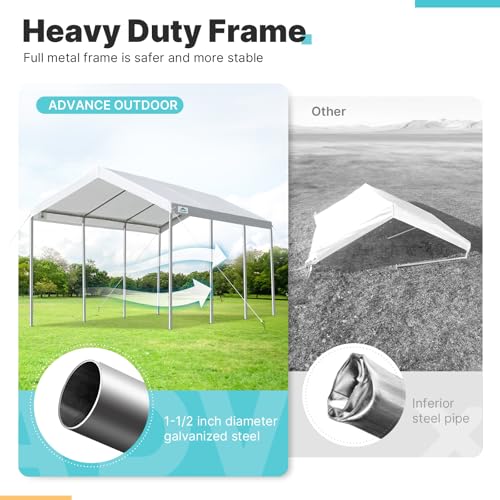 ADVANCE-OUTDOOR-10x20-ft-Heavy-Duty-Carport-Potable-Car-Canopy-Garage-Party-Tent-Boat-Shelter-Adjustable-Height-from-95-ft-to-11-ft-White
