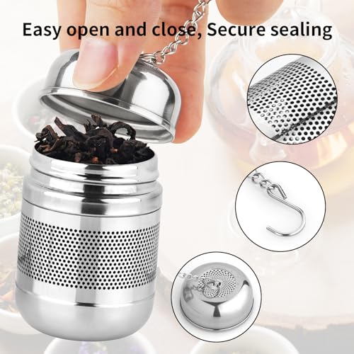 Fri4Free 2Pcs Tea Infuser Strainer - Stainless Steel Tea Strainers For Loose Tea, Loose Leaf Tea Steeper, Fine Mesh Tea Ball Holder With Chain Hook And Lid thumb #3