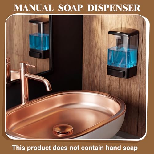 Image of Hushee 4 Pcs Plastic Wall Mounted Soap Dispenser Commercial Manual Soap Containers Wall Dispenser for Kitchen Shower Hotel Liquid Shampoo Gel Chamber(33.8 oz 1000 ml,Clear)