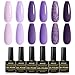 INPING UV Gel Nagellack Lila, 6 Stück Romantisch Lavendel Serie Gel Nagellack Set, Hellviolett Wisterienblüte Flieder Rosa Glitzernd Traubenpurpur Langlebige Gelnägel Soak Off für Hochzeit Nail Art