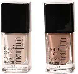 Kit 2 Esmaltes Marfim | Pincel Anatômico, Hipoalergênico, Longa Duração, Secagem Rápida (Areia + Duna)