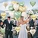Sage Green Gold Heart Balloons, 12PCS Green Gold Heart Shaped Foil Balloons, 18Inch Green Cream White Heart Helium Foil Balloon for Jungle Woodland Birthday Wedding Baby Shower Party Decoraion
