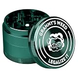 Granny’s Premium Aluminium Gewürzmühle | 4-teilig | Ø 55 mm | Mit Siebeinsatz & Schaber | Metall Kräutermühle | Grün