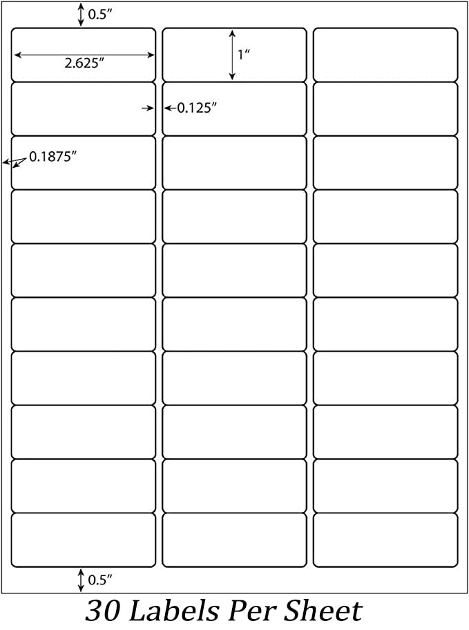 Image of 1 inch x2-5 /8 Shipping Address Labels, Blank Mailing Labels, 30-UP White Self-Adhesive Name Tag Stickers for Inkjet and Laser Printer [100 Sheet 3000 Labels]