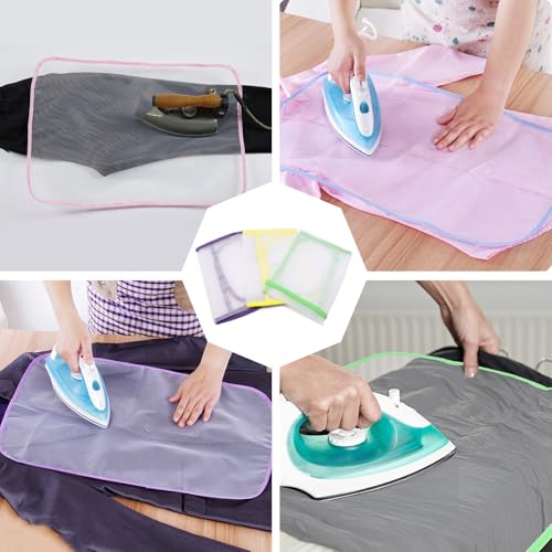 Image of 3Pcs Pressing Cloth for Ironing and Sewing Pressing Pad-Protective Scorch Saving Mesh Pressing Cloths for Clothes Protect(Green /Yellow /Purple)