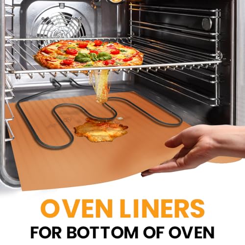 image for ThreadNanny Copper 2 Pack Heavy Duty Non Stick Teflon Oven Liners Mat,