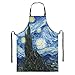 Coloranimal Van Gogh Classic Star Night Sky Delantal de cocina para mamá o papá, ajustable con bolsillo pintura al óleo delantal de cocina lavable a máquina, apto para barbacoas, babero delantales