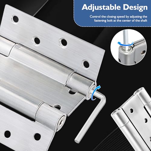 Dokeno 2 Stück Pendeltürband Türscharnier 100 mm, Edelstahl Scharniere, Schwingtür Scharnier, Pendeltürscharnier Doppelscharnier, für Pendeltür Schwingtür Holztür Gartentor Salontür Saloontür