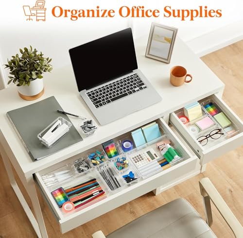 House Organizer Kit 25 Peças Conjunto De Organizadores De Gavetas De Plástico Transparente, 4 Tamanh