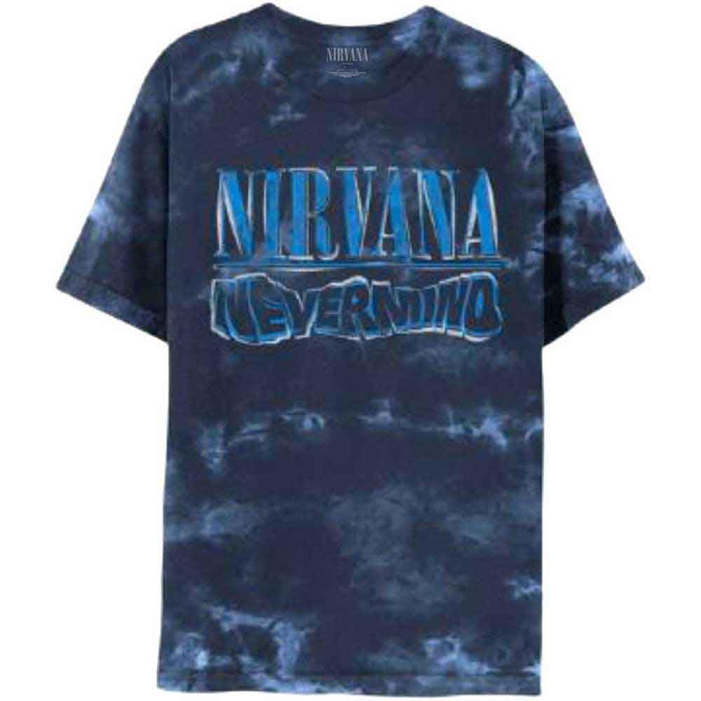 Nirvana T Shirt Nevermind Wavy Band Logo Official Unisex Dip Dye Purple XL
