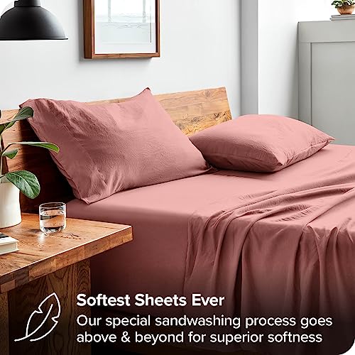 Bare Home Sandwashed King Sheet Set - Premium 1800 Ultra-Soft Microfiber King Bed Sheets - Incredible Softness - Deep Pocket - Bedding Sheets & Pillowcases (King, Sandwashed Dusty Rose) #TOP2