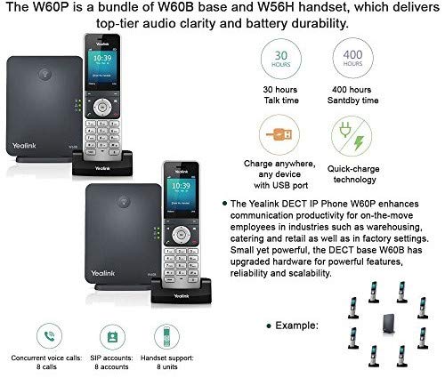 Yealink IP Phone W60P (2-UNITS) è un pacchetto di