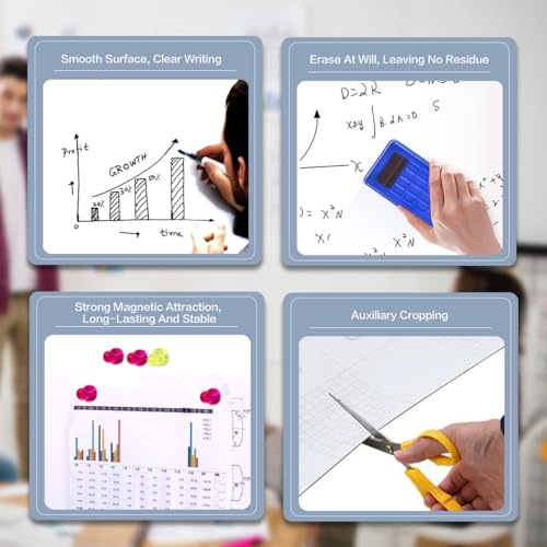 Whiteboard Folie,45x60cm Magnetisch Selbstklebend Weißwandtafel Folie, Whiteboard Sticker DIY, Inklusive Marker und Schwamm, Wandfolie für glatten Oberflächen in Schule Büro Haus