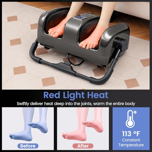 Image of Giantex Foot Massager with Heat and Remote Control, Calf Massager with 3 Massage Settings, Timer, Washable Cover, Adjustable Stand, Foot Massage Machine for Calf Arms Relax, Gift for Women Men(Grey)