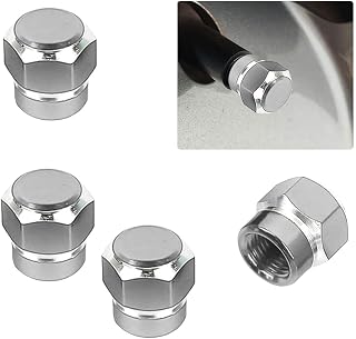 ZIMISI 4PCS Car Tire Valve Stem Caps, Aluminum Alloy Tire Valve Caps, Dustproof Waterproof Hexagon Shape Car Stem Covers, Automotive Wheel Air Cap for Truck, SUV, Bike, Motorcycle (Silver)