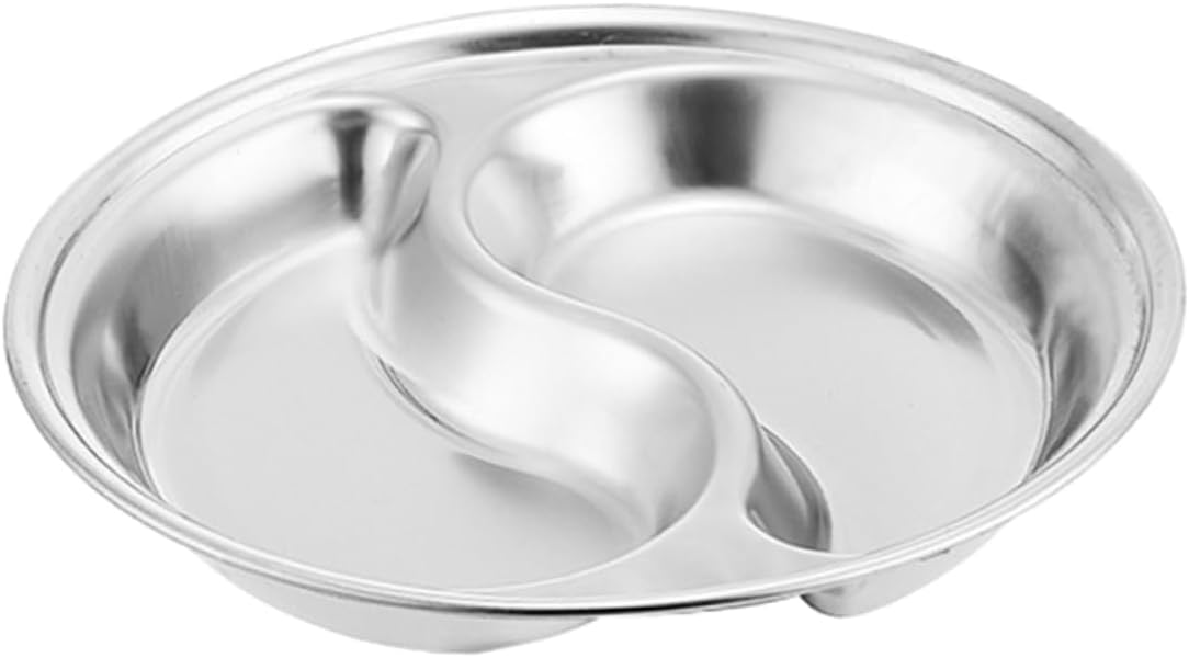 Stainless Steel Seasoning Dish with 2 Compartments for Picnics