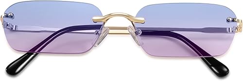 Miniatura 7 de FEISEDY Gafas de sol sin montura Y2K de estilo retro, pequeñas, estrechas, transparentes, vintage, rectangulares, para mujeres y hombres, B2643