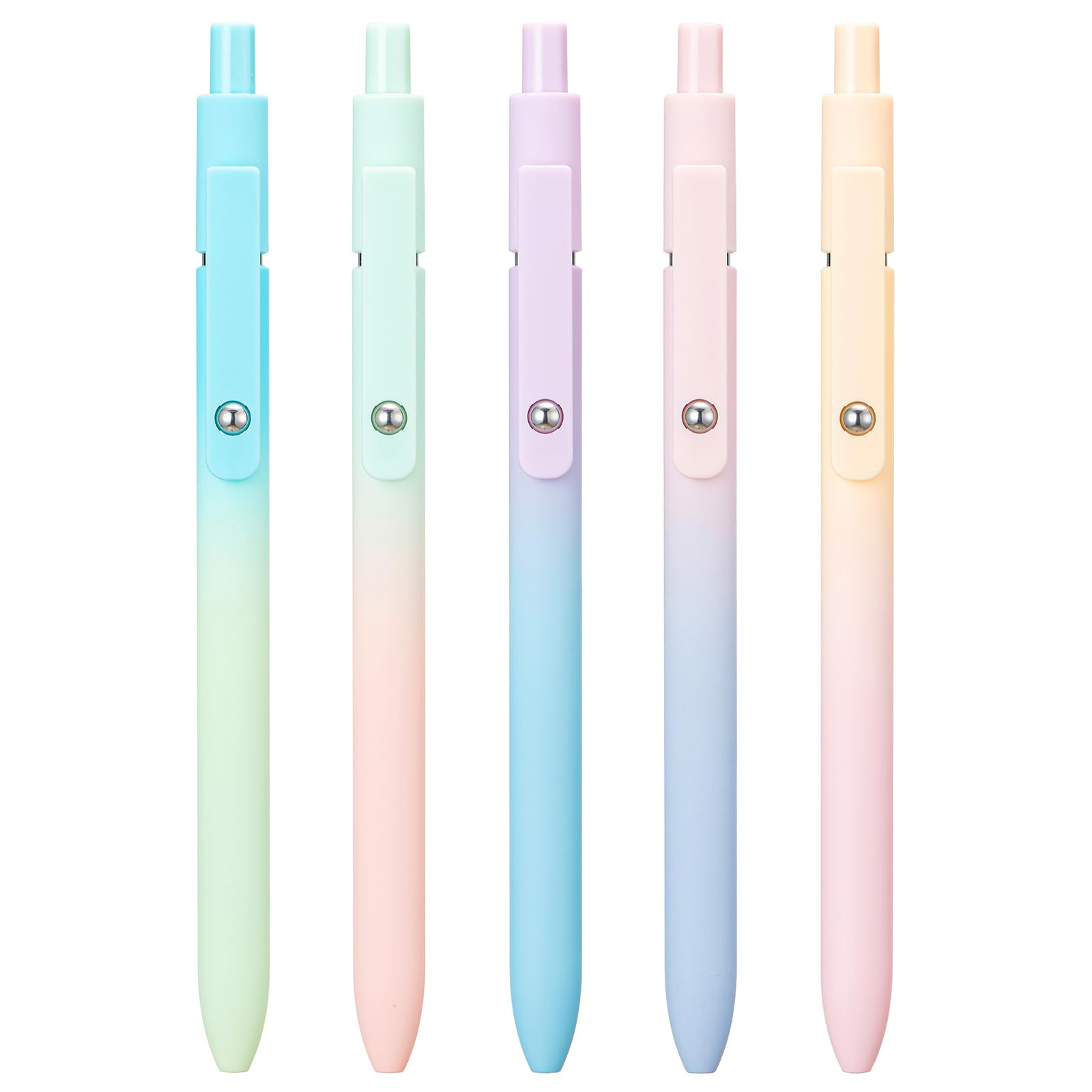 Wikult 5PCS Retractable Gel Pens Set, Quick Dry Black Ink Fine Point Soft Touch Roller Ball Gel Ink Pen for Smooth Writing (Aurora Color)