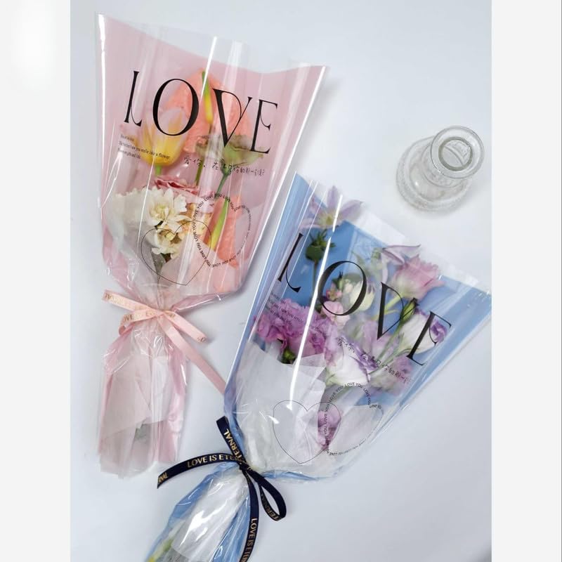 Bouquets Transparent Plastic Wrapping Bags, Floral Packaging Sheets for Valentine's Day and Mother's Day, Waterproof Decorative Cellophane, Multicolor-image-22