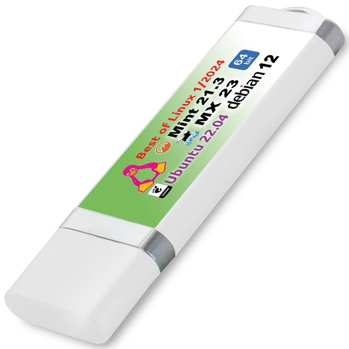 NEIF Software Best of Linux Edition 1/2024 (64 Bit) auf USB-Stick - mit Ubuntu 22.04, MX Linux 23, Debian 12 und Mint Cinnamon 21.3 - Betriebssystem Alternative