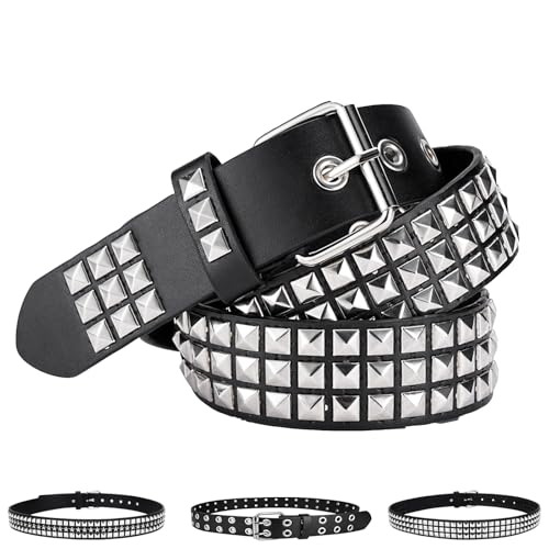 AUNGCSHE punkriem met klinknagels voor dames en heren, herenhip hopriem voor dames, 110CM en 120CM studded belt voor jeans, broeken, gothic rockwear, punk accessoires, 120 cm