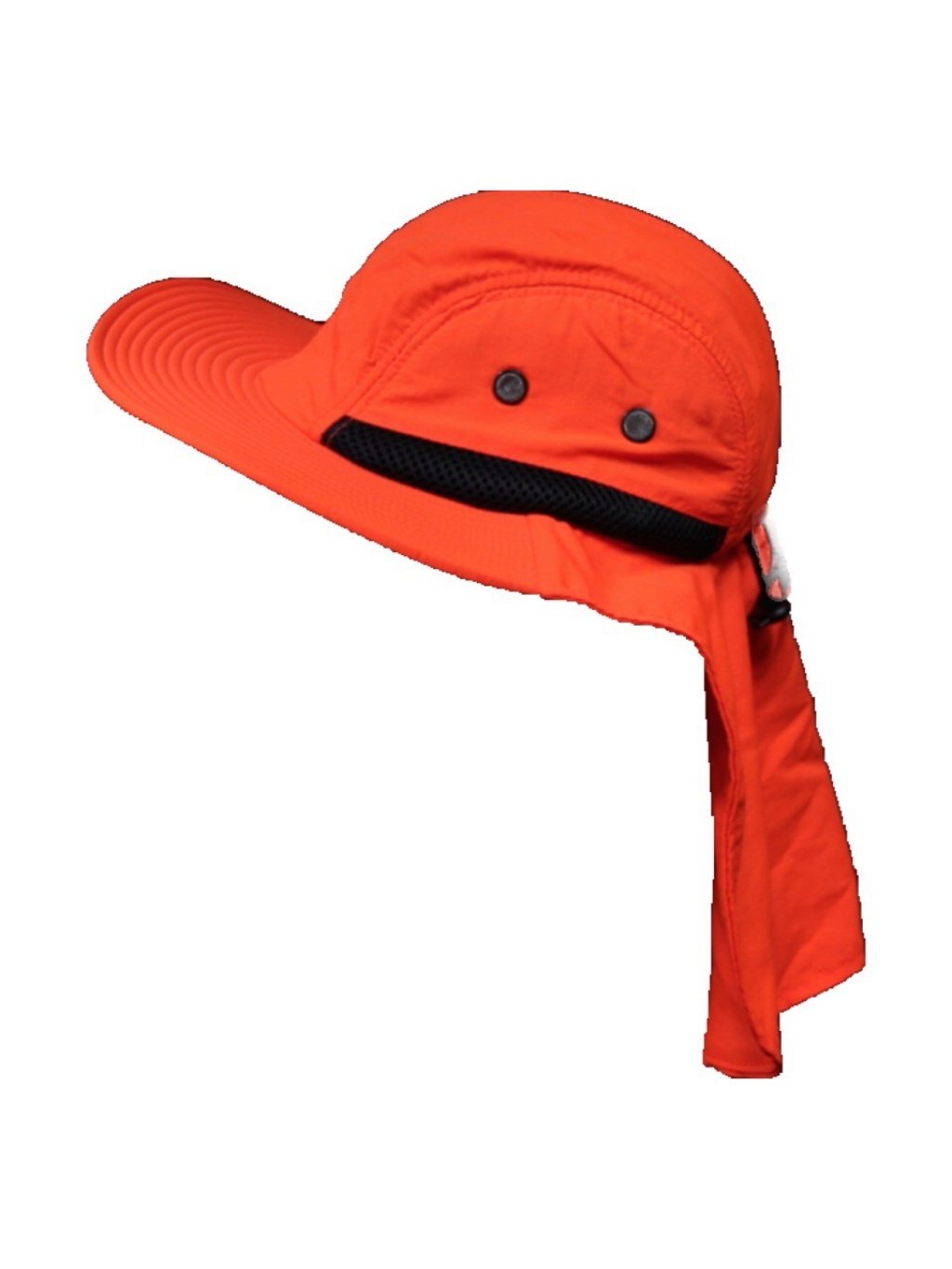 Bucket Sun Flap Bonnie Snap Hat Brim Neck Ear Cover Cap Fishing Hiking Hunting (Neon Orange)