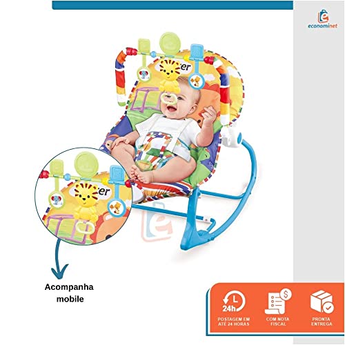Cadeira Bebê descanso Balanço Musical Vibratória Color Leão