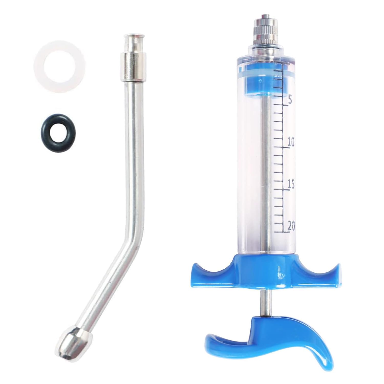 1 Pcs Goats Feed Water Distributor, Reusable, Drench Nozzle, Adjustable Dosage, for Goats, Sheep, Horse, Pig, Dog, Cattle, Cat Supplies (Blue 20ml)