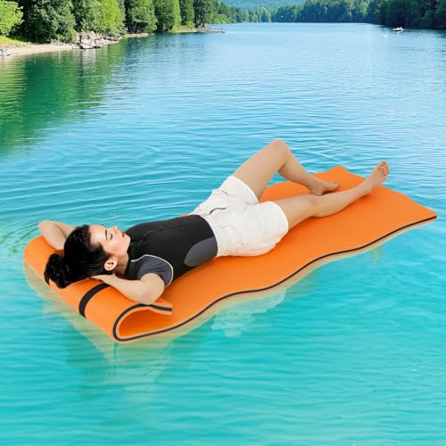 GYMAX Matelas Flottant pour Piscine, Tapis Flottant en Mousse XPE Résistant aux Déchirures, Polyvalent pour Piscine-Plage-Lac, Charge Max.100KG (Orange)