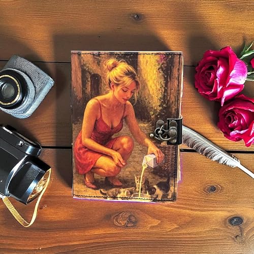 Grimoire cuir antique avec papier deckle edge et carnet d'écriture blank diary