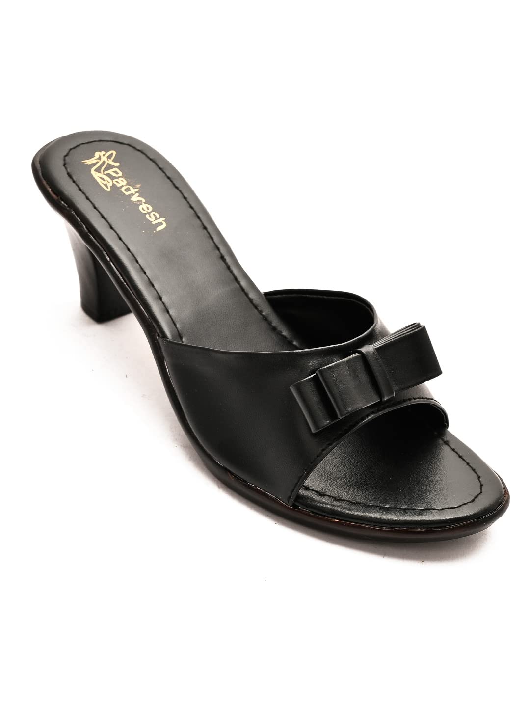 Padvesh Women?s Girls Fashion Synthetic Leather Comfortable Casual Slip On Open Toe Cone Heel Sandals (Black, 8) (B08L139J9D) Amazon Price History, Amazon Price Tracker