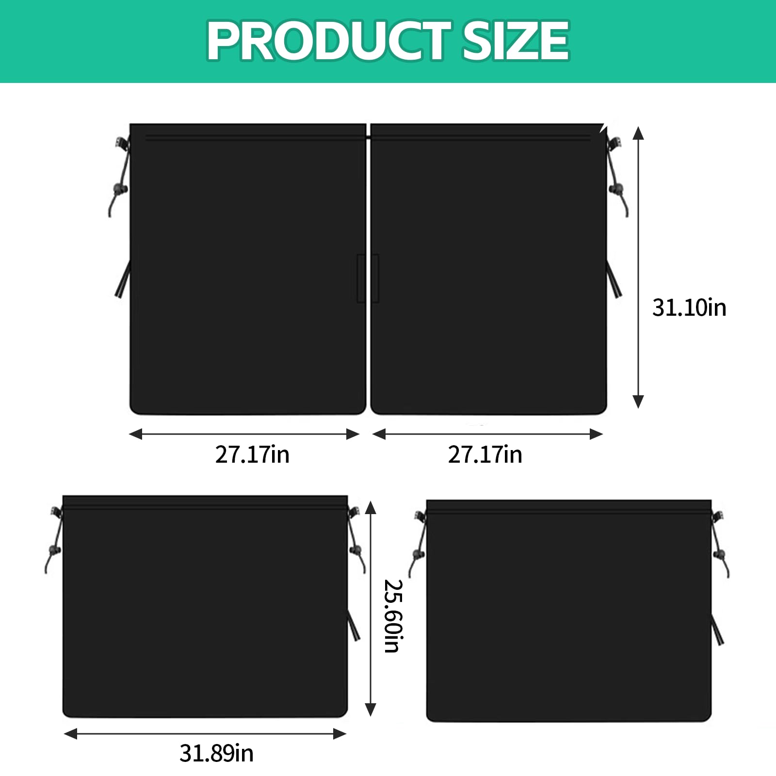 Ongfuwu 3PCS Car Window Shades, Car Privacy Curtains, 1 Rear Seat Divider Curtain & 2 Rear Side Window Shades for Heat UV Rays, Auto Privacy Window Cover for Baby Travel Camping Nap Sleeping